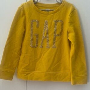 Gap girls, glitter, yellow pullover sweatshirt -size small 6/7 ￼